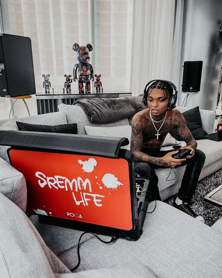 Gaming content creator with POGA station